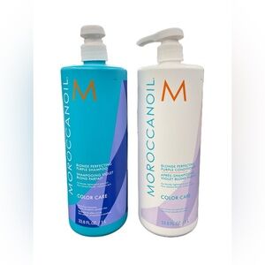 Moroccanoil Blonde Perfecting Purple Shampoo & Conditioner Set 1 Litre B…
